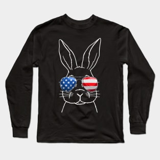 American flag 4th of July patriotic Rabbit Kids Long Sleeve T-Shirt